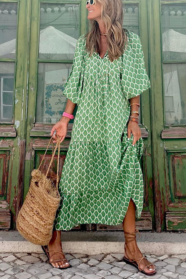 ZEPHIRA – Robe Midi à Étages Manches Bouffantes “Fabulous Time”