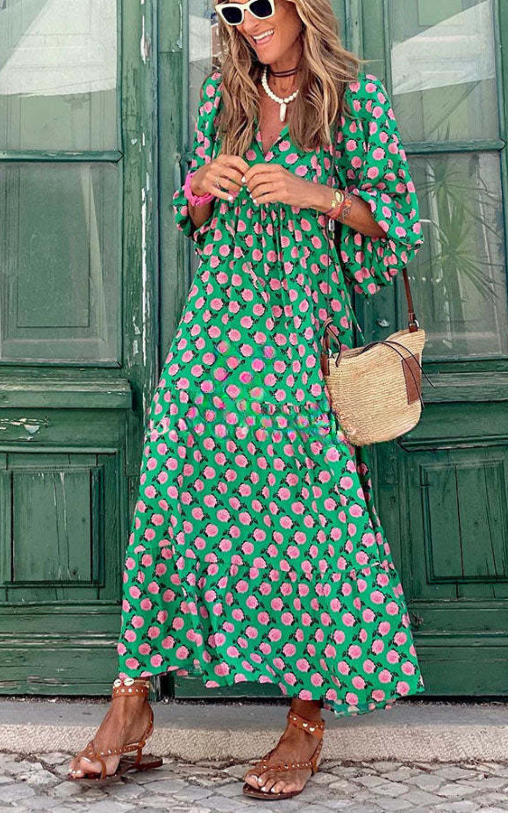 ZEPHIRA – Robe Midi à Étages Manches Bouffantes “Fabulous Time”