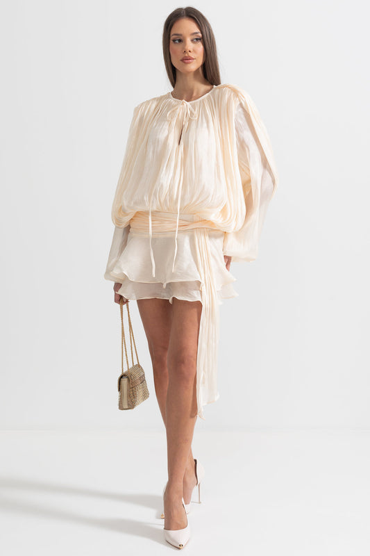 ZEPHIRA – Mini-Robe Flottante à Manches Longues