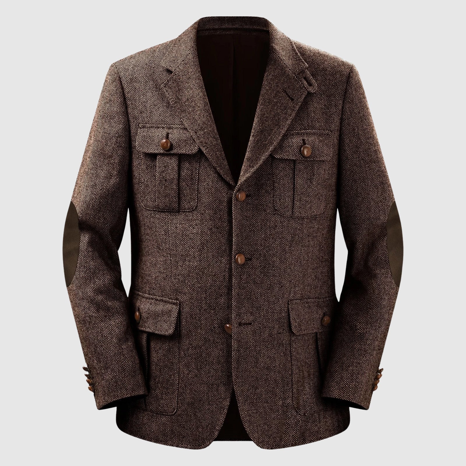 Blazer da uomo sartoriale con tasche applicate a spina di pesce